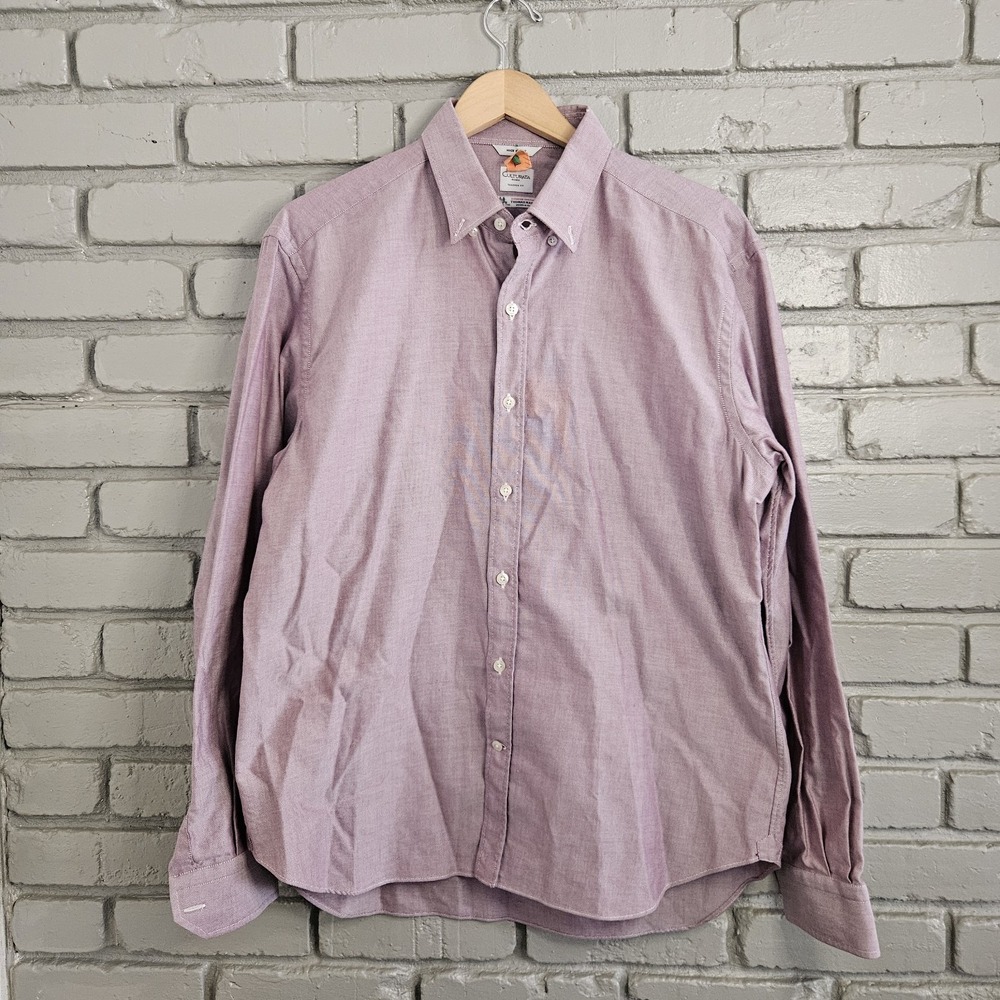 Culturata Mens Dress Shirt XL Red Microcheck Italy Tailored‎ Fit Thomas Mason